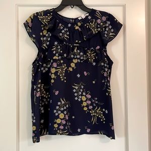 BB Dakota navy floral ruffle top